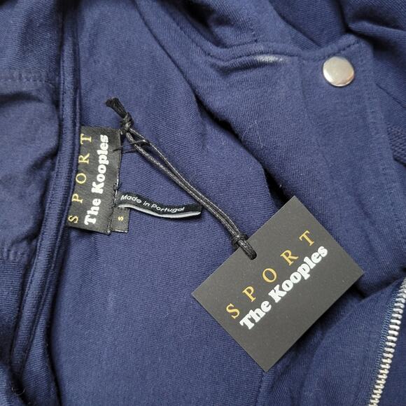 The Kooples Hooded Zip Up Biker Jacke Size Small in Navy Blue - Picture 5 of 11